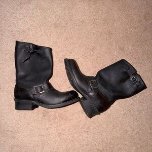 Frye Men's Black Leather Buckle Boots